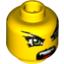 Набор LEGO Minifig Head Dual Sided Exo-Force Green Eyes Female with Slight Smirk / Open Mouth Print (Hitomi) [Blocked Open Stud], Желтый