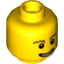 Набор LEGO Minifig Head Brown Eyebrows, Thin Grin with Teeth, Black Eyes with White Pupils Print [Hollow Stud], Желтый