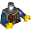 Набор LEGO Torso Castle Fantasy Era Scale Mail, Crown on Buckle, Chest Strap Print / Dark Blue Arms / Yellow Hands, Темный сине-серый