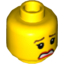 Набор LEGO Minifig Head Dual Sided Female with Brown Eyebrows Scared / Smiling Print [Hollow Stud], Желтый