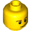 Набор LEGO Minifig Head Male Crooked Smile, Black Eyes with White Pupils, Brown Eyebrows Print [Hollow Stud], Желтый