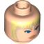 Набор LEGO Minifig Head - Peach Lips, Blue Eyes, Tan Fringe Print [Blocked Open Stud], Light Flesh
