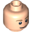 Набор LEGO Minifig Head Brown Eyebrows, Thin Grin, Black Eyes with White Pupils Print [Blocked Open Stud], Light Flesh