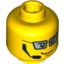 Набор LEGO Minifig Head Dual Sided - Silver Glasses, Headset, Smiling / Scared Print [Blocked Open Stud], Желтый