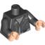 Набор LEGO Torso Leather Jacket with Zippers and 'Mutt' on Chest Print / Black Arms / Light Flesh Hands, Черный