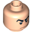 Набор LEGO Minifig Head Male Angry Black Eyebrows, White Pupils, Smirk Print (SR Gray Ghost) [Blocked Open Stud], Light Flesh