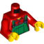 Набор LEGO Torso Green Overalls, Blue Check Shirt with Back Print / Red Arms / Yellow Hands, Красный