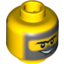 Набор LEGO Minifig Head Dual Sided Power Miner Connected Brow with DBGray Beard, Sideburns, Hair and Black Scar, Grin / Clenched Teeth Print [Blocked Open Stud], Желтый