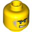 Набор LEGO Minifig Head Dual Sided Power Miner Connected Brow with Light Bluish Gray Sideburns and Orange Scar, Determined / Scared Print [Blocked Open Stud], Желтый
