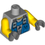 Набор LEGO Torso Power Miners Blue Vest over Sweaty Shirt Print / Yellow Arms / Dark Bluish Gray Hands, Светлый сине-серый