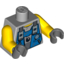 Набор LEGO Torso Power Miners Blue Vest with Tools over Sweaty Shirt Print / Yellow Arms / Dark Bluish Gray Hands, Светлый сине-серый