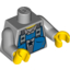 Набор LEGO Torso Power Miners Blue Vest with Star over Shirt with Collar Print / Light Bluish Gray Arms / Yellow Hands, Светлый сине-серый