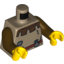Набор LEGO Torso Castle Fantasy Era Peasant Shirt with Dark Brown Collar and Rope Belt Print / Dark Brown Arms / Yellow Hands, Dark Tan