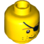Набор LEGO Minifig Head Male Eyepatch, Brown Eyebrows, Stubble Print [Blocked Open Stud], Желтый