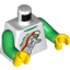 Набор LEGO Torso Classic Space Minifig Floating Print / Green Arms / Yellow Hands, Белый