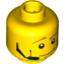 Набор LEGO Minifig Head Male Brown Eyebrows, White Pupils, Vertical Cheek Lines, Headset Print [Blocked Open Stud], Желтый