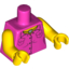 Набор LEGO Torso Female Shirt, Heart Necklace Print / Yellow Arms / Yellow Hands, Темно-розовый