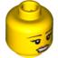 Набор LEGO Minifig Head Female, Black Eyes with Eyelashes, Thin Brown Eyebrows and Pale Pink Lipstick with Open Mouth Print [Blocked Open Stud], Желтый