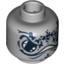 Набор LEGO Minifig Head Alien with Large Black Eyes, Wide Mouth And Dark Blue Spots Print (Atlantis Manta Ray) [Blocked Open Stud], Светлый сине-серый