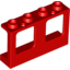 Набор LEGO Window 1 x 4 x 2 Plane, Single Hole Top and Bottom for Glass, Красный