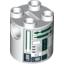 Набор LEGO Brick Round 2 x 2 x 2 Robot Body with Gray Lines and Dark Green Print (R4-P44), Белый