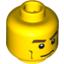 Набор LEGO Minifig Head Dual Sided Brown Eyebrows, Cheek Lines, Mouth Closed / Mouth Open Scared Print [Blocked Open Stud], Желтый