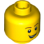 Набор LEGO Minifig Head Male Brown Eyebrows, Open Lopsided Grin, White Pupils Print [Blocked Open Stud], Желтый
