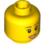 Набор LEGO Minifig Head Female with Peach Lips, Open Mouth Smile, Brown Eyebrows Print [Blocked Open Stud], Желтый