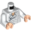 Набор LEGO Torso SW Shirt Open Collar with Wrinkles Print / White Arms / Light Flesh Hands [Han Solo 9516], Белый