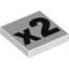 Набор LEGO Tile 2 x 2 with Black 'x2' Print, Белый