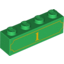 Набор LEGO Brick 1 x 4 with Yellow '1' and Fancy Outline Print, Зеленый