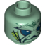 Набор LEGO Minifig Head Alien with Large Blue Eyes, Turtle Mouth and Gills Print [Blocked Open Stud], Sand Green