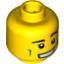 Набор LEGO Minifig Head Male Black Eyebrows, Vertical Cheek Lines, Chin Dimple and Wide Grin Print [Blocked Open Stud], Желтый