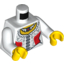Набор LEGO Torso Castle Kingdoms Blouse with Red Side Panels and Lace Trim, Ruby Necklace Print / White Arms / Yellow Hands, Белый