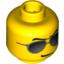 Набор LEGO Minifig Head Glasses with Black and Silver Sunglasses, Chin Dimple Print [Blocked Open Stud], Желтый