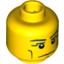 Набор LEGO Minifig Head Vertical Cheek Lines, Slight Frown, Chin Dimple and White Pupils Print [Blocked Open Stud], Желтый