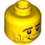 Набор LEGO Minifig Head Male Brown Stubble, Brown Eyebrows, Crooked Smile and Cheek Lines Print [Blocked Open Stud], Желтый