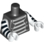 Набор LEGO Torso Mime Shirt with White Stripes and White Button Vest Print / White Arms with Black Stripes / White Hands, Черный