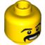 Набор LEGO Minifig Head Moustache Black Thick, Grin with Teeth, White Pupils Print [Blocked Open Stud], Желтый