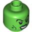 Набор LEGO Minifig Head Dark Green Lips and Warts, Black Cheek Lines and Female Eyelashes Print [Blocked Open Stud], Ярко-зеленый