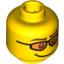 Набор LEGO Minifig Head Glasses with Orange Sunglasses, Brown Eyebrows and Crooked Smile Print [Blocked Open Stud], Желтый