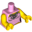 Набор LEGO Torso Female Strapless Top with Silver Sparkles, Heart Necklace Print / Yellow Arms / Yellow Hands, Ярко-розовый