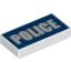 Набор LEGO Tile 1 x 2 with 'POLICE' White on Blue Background Print, Белый