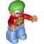 Набор LEGO Duplo Figure with Green Clown Hair - Light Flesh Painted Face - Red Top with Notched Lapels - Medium Blue Legs, Красный