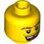 Набор LEGO Minifig Head Male Thick Brown Eyebrows with Scar, Open Mouth with Missing Tooth, White Pupils Print [Blocked Open Stud], Желтый