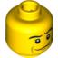 Набор LEGO Minifig Head Male Crooked Smile, Black Eyebrows, White Pupils, Chin Dimple Print [Blocked Open Stud], Желтый
