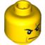 Набор LEGO Minifig Head Male - Black Eyebrows, White Pupils, Frown, Scar Across Left Eye Print [Blocked Open Stud], Желтый