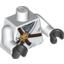 Набор LEGO Torso Ninjago Brown Rope, Gold Lion Medallion and Gray Undershirt Print / White Arms / Black Hands, Белый