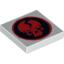 Набор LEGO Tile 2 x 2 with Red Skull in Black Circle Print, Белый