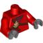 Набор LEGO Torso Ninjago Brown Rope, Gold Medallion and Dark Red Undershirt Print / Red Arms / Black Hands, Красный